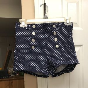 SIZE 5 High-waisted Navy Blue Polka-Dot Shorts